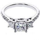 1.92 Cts Three Stone Princess Cut Diamond Engagement Ring set in 18K White Gold